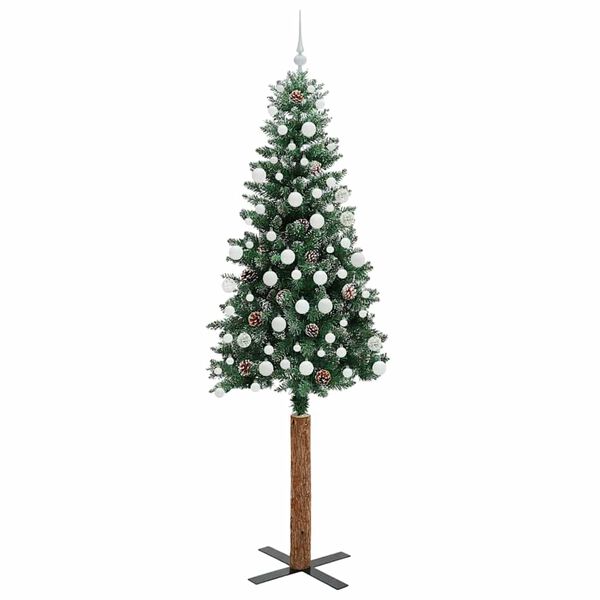 vidaXL Schlanker Weihnachtsbaum mit 300 LEDs mit St&auml;nder Gr&uuml;n 210 cm