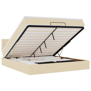 vidaXL Ottoman-Bett mit Matratze & LEDs Creme 160x200 cm Stoff