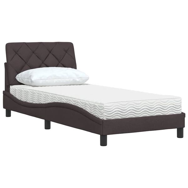 vidaXL Bett mit Matratze Dunkelbraun 90x190 cm Stoff