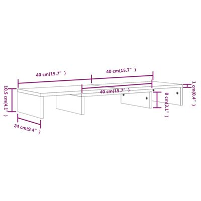 vidaXL Monitorständer Honigbraun 80x24x10,5 cm Massivholz Kiefer