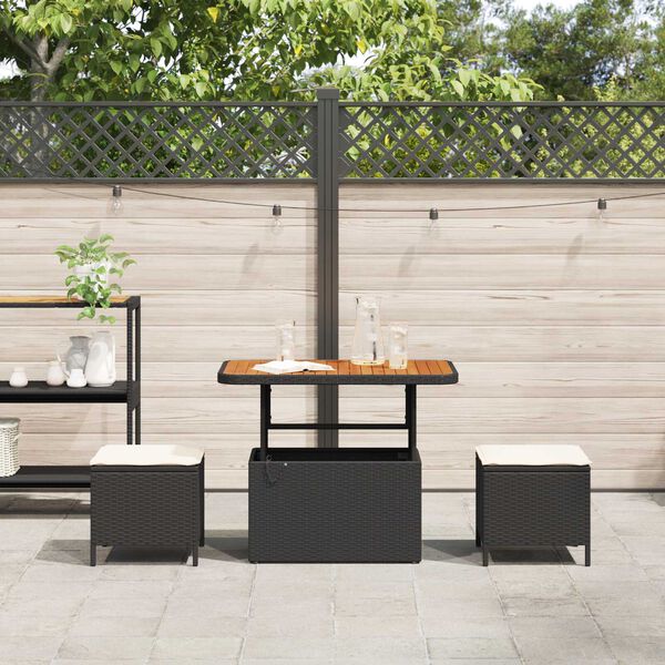 vidaXL Garten Essgruppe Schwarz Poly Rattan