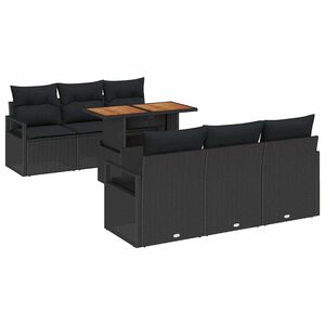 vidaXL Garten-Sofa-Set mit Kissen 7 pcs Schwarz