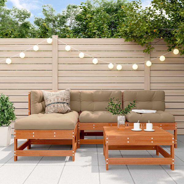 vidaXL Garten-Lounge-Set 5 pcs Wachsbraun Massives Kiefernholz