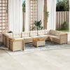 vidaXL 11-tlg. Garten-Sofagarnitur mit Kissen Beige Poly Rattan