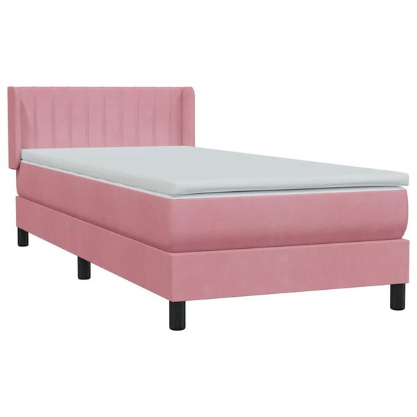 vidaXL Boxspringbett mit Matratze Rosa 80x220 cm Samt