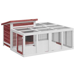 vidaXL Kaninchenstall Mokka 144x123x67,5 cm Massivholz Kiefer