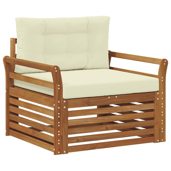 vidaXL Outdoor-Sofagarnitur Massives Akazienholz und Polyester Natur