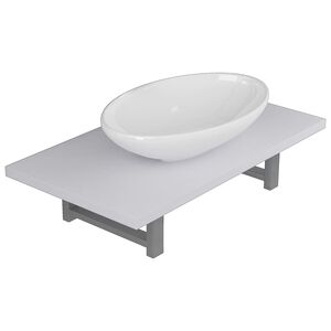 vidaXL 2-tlg. Badm&ouml;bel-Set Keramik Wei&szlig;