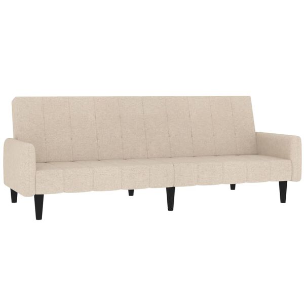 vidaXL Schlafsofa 2-Sitzer mit Hocker Creme Mikrofasergewebe