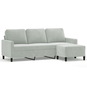 vidaXL 3-Sitzer-Sofa mit Hocker Dunkelgrau 180 cm Samt