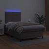 vidaXL Boxspringbett mit Matratze & LED Grau 120x200 cm Kunstleder