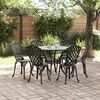vidaXL Garten Essgruppe 7 pcs Schwarz 90 x 90 x 75 cm Gussaluminium