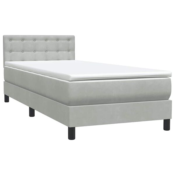 vidaXL Boxspringbett mit Matratze Hellgrau 80x220 cm Samt