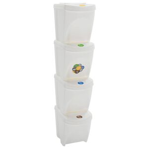 vidaXL Stapelbare M&uuml;lleimer 4 Stk. Wei&szlig; 100 L Polypropylen