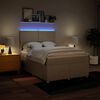 vidaXL Boxspringbett mit Matratze Creme 140x190 cm Stoff