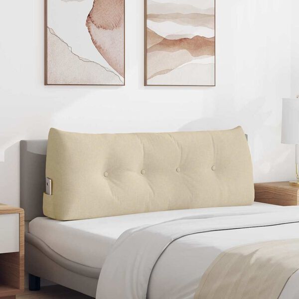 vidaXL R&uuml;cken Kissen Creme 120 x 24 x 50 cm Stoff