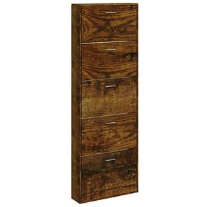 vidaXL Schuhschrank R&auml;uchereiche 59x17x169 cm Holzwerkstoff