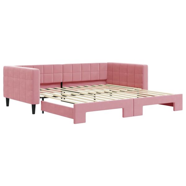 vidaXL Tagesbett Ausziehbar Rosa 100x200 cm Samt