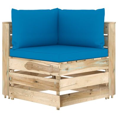 vidaXL 2-Sitzer-Gartensofa mit Kissen Grün Imprägniertes Holz