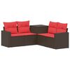 vidaXL Sofa Set 5 stk. Braun und Rot Polyrattan und Stahl