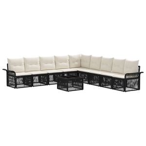 vidaXL Gartensofa-set 10 stk. Schwarz Poly-Rattan