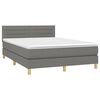 vidaXL Boxspringbett mit Matratze & LED Dunkelgrau 140x200 cm Stoff