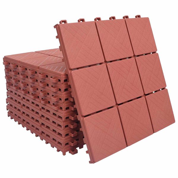 vidaXL Terrassenfliese 10 pcs Rot 30,5 x 30,5 x 2,2 cm Polypropylen