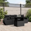 vidaXL 5-tlg. Garten-Sofagarnitur mit Kissen Schwarz Poly Rattan