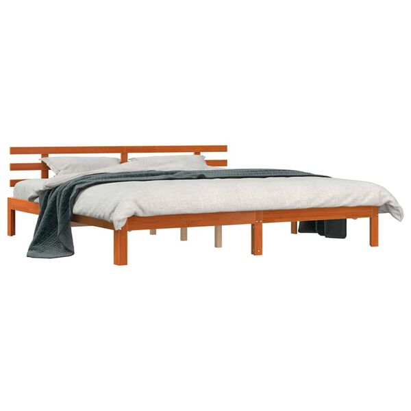 vidaXL Bettrahmen Wachsbraun 203,5 x 205,5 x 69,5 cm Massivholz Kiefer