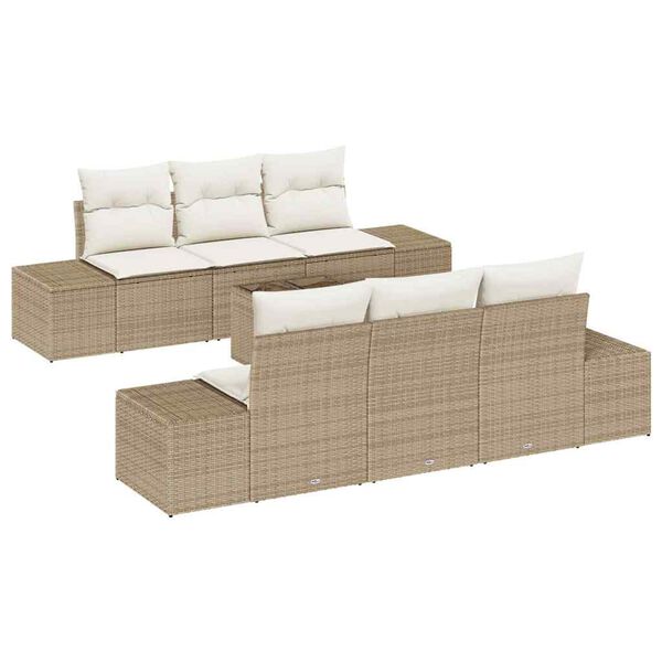 vidaXL Garten-Sofa-Set mit Kissen 8 pcs Beige und Creme Poly-Rattan