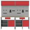 vidaXL Werkbank-Set mit Schubladen 8 pcs Rot 200 x 55 x 200 cm Stahl