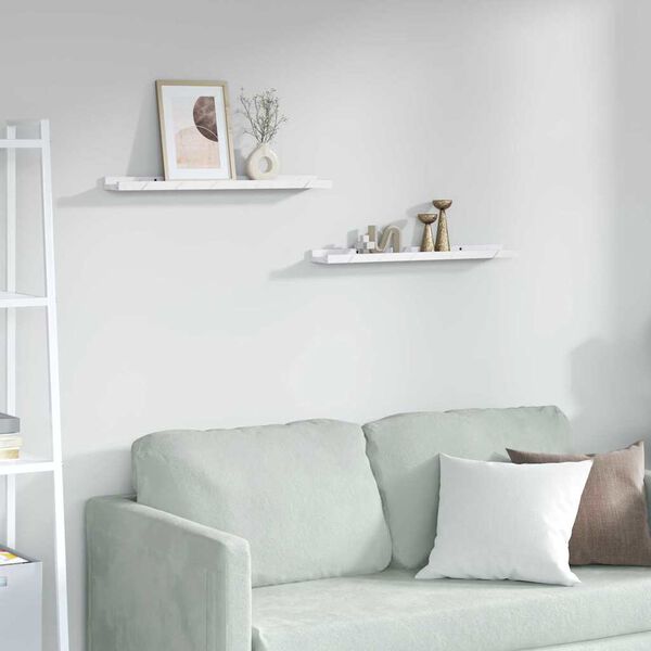 vidaXL Wandregal 2 pcs Wei&szlig; Marmor 60 x 9 x 3 cm Holzwerkstoff