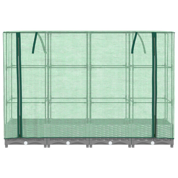 vidaXL Hochbeet mit Gew&auml;chshaus-Aufsatz Rattan-Optik 160x40x123 cm