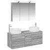 vidaXL Badezimmerm&ouml;bel-Set 4 Stk. Grau Sonoma Ingenieurholz und Glas