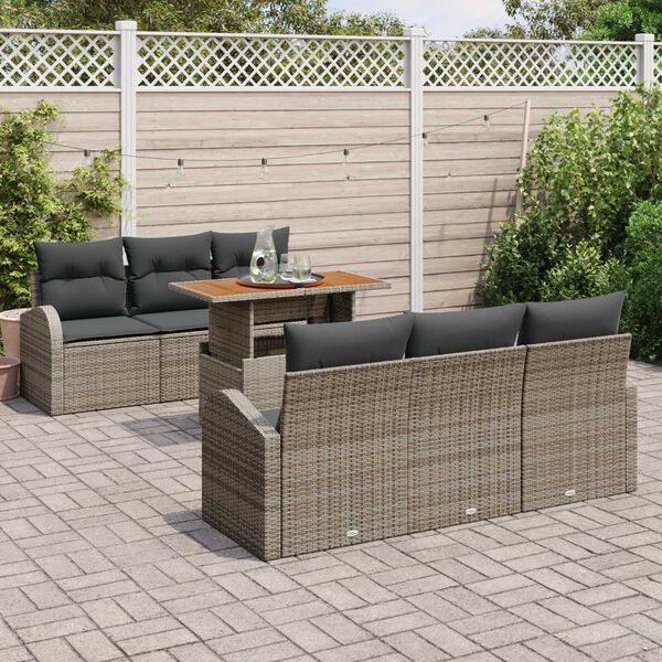 vidaXL Garten-Sofa-Set mit Kissen 7 pcs Grau
