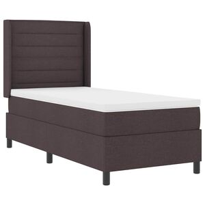 vidaXL LED Boxspringbett mit Matratze Dunkelbraun 90 x 190 cm Stoff