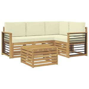 vidaXL Outdoor-Sofagarnitur mit Kissen 5 pcs Wei&szlig; und Creme Polyester