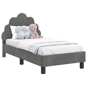 vidaXL Kinderbettgestell mit Kopfteil Dunkelgrau 70 x 140 cm Samt
