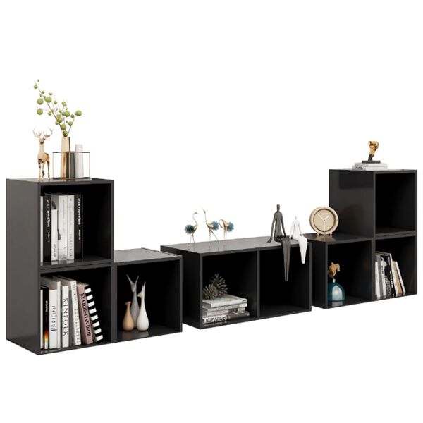 vidaXL 6-tlg. TV-Schrank-Set Hochglanz-Grau Holzwerkstoff