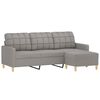 vidaXL 3-Sitzer-Sofa mit Hocker Hellgrau 180 cm Stoff