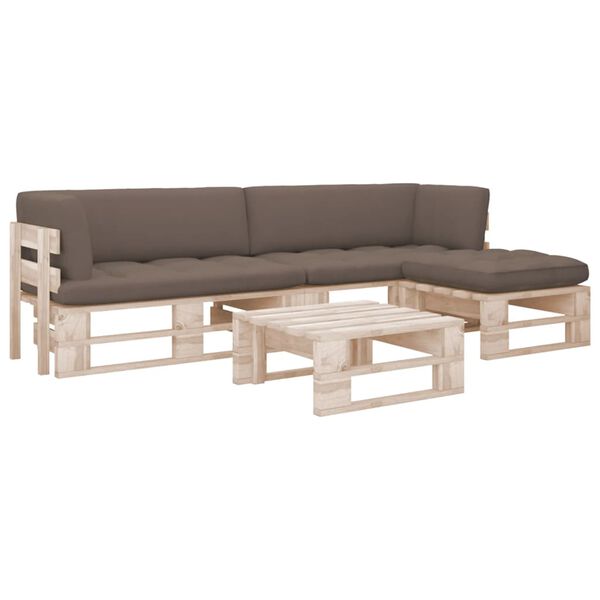 vidaXL 4-tlg. Paletten-Lounge-Set mit Kissen Impr&auml;gniertes Kiefernholz