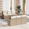 vidaXL Gartensofa-set mit Kissen 7 pcs Beige und Creme Poly-Rattan