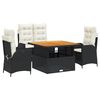 vidaXL 4-tlg. Garten-Essgruppe mit Kissen Schwarz Poly Rattan