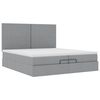 vidaXL Ottoman-Bett mit Matratzen & LEDs Hellgrau 200x200 cm Stoff