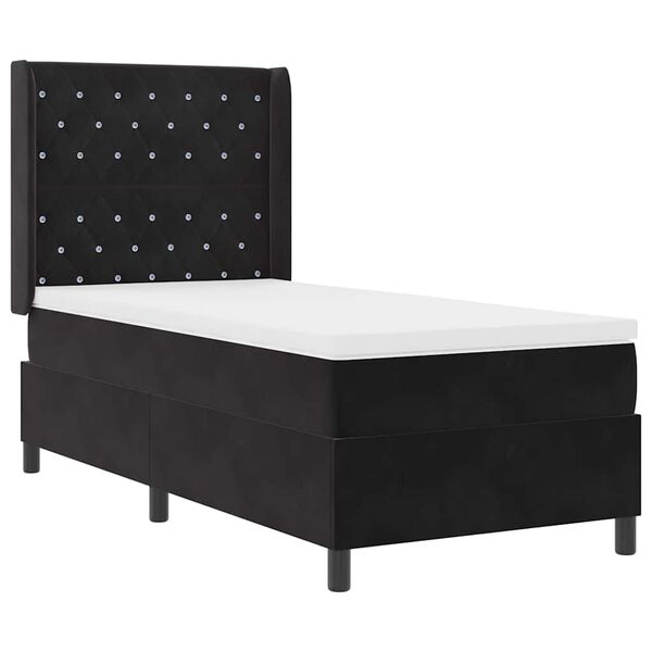 vidaXL Boxspringbett mit Matratze mit LED Schwarz 100 x 200 cm Samt
