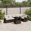 vidaXL 7-tlg. Garten-Sofagarnitur mit Kissen Braun Poly Rattan