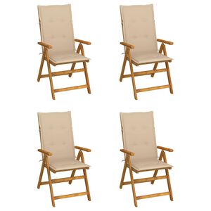 vidaXL Klappst&uuml;hle Verstellbar 4 Stk. mit Auflagen Massivholz Akazie