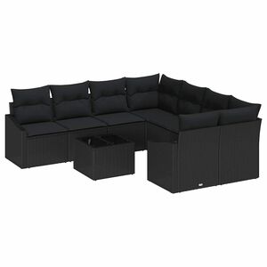 vidaXL Sofa Set 9 stk. Schwarz Poly-Rattan