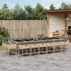 vidaXL 17-tlg. Garten-Essgruppe mit Kissen Beigemischung Poly Rattan
