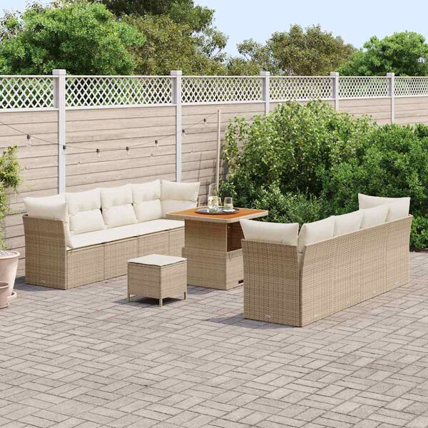 vidaXL Gartensofa-set 11 pcs Beige Poly-Rattan